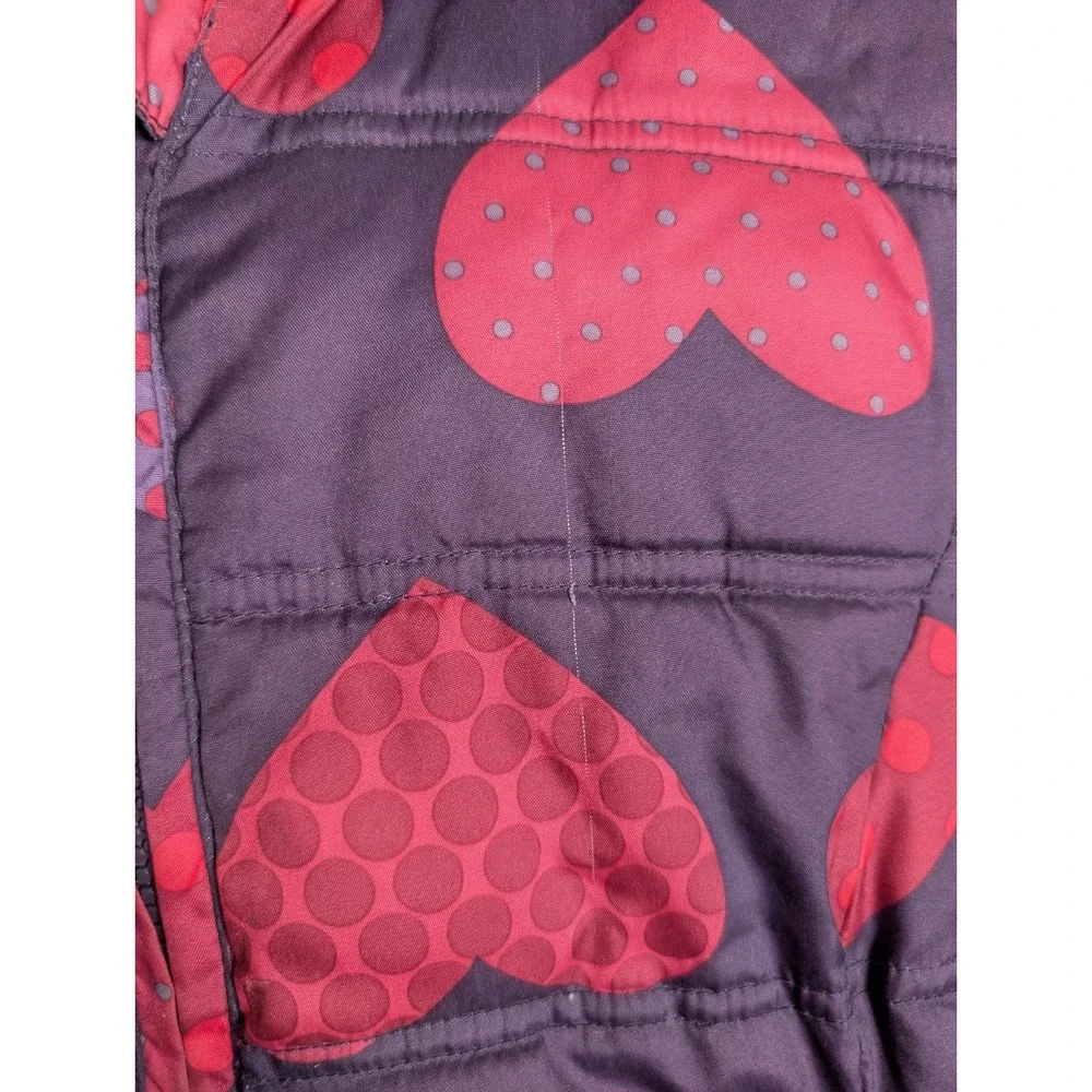 Faded Glory Kids' Puffer Jackets for Girls Plum/Pink With Hearts size 6 defects - Picture 6 of 10